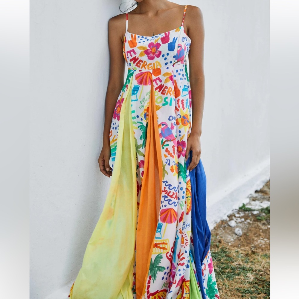 Farm Rio size S white good vibes maxi dress